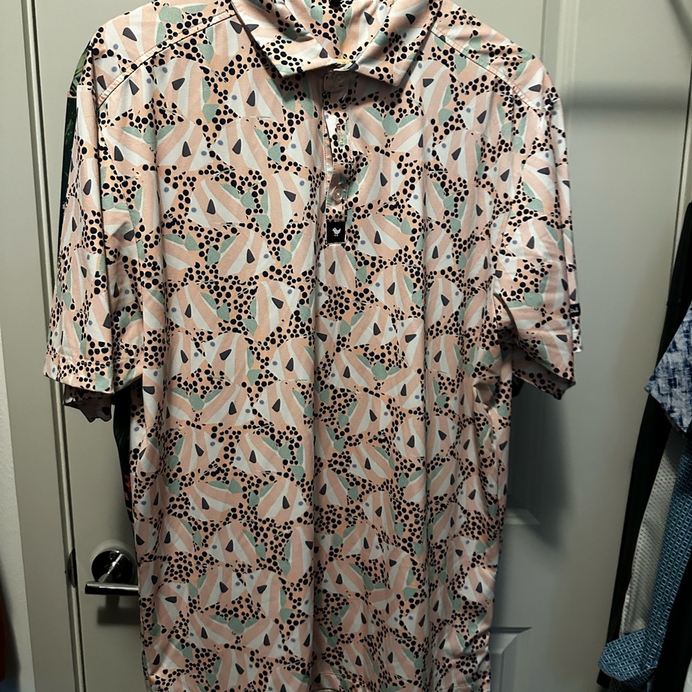 Bad Birdie Pink and Green Polo Shirt Casual Style